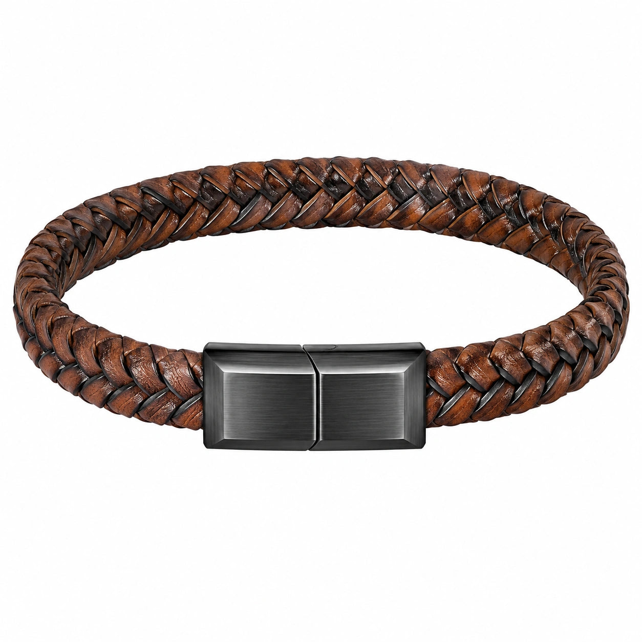 Bracciale intrecciato marrone con chiusura magnetica