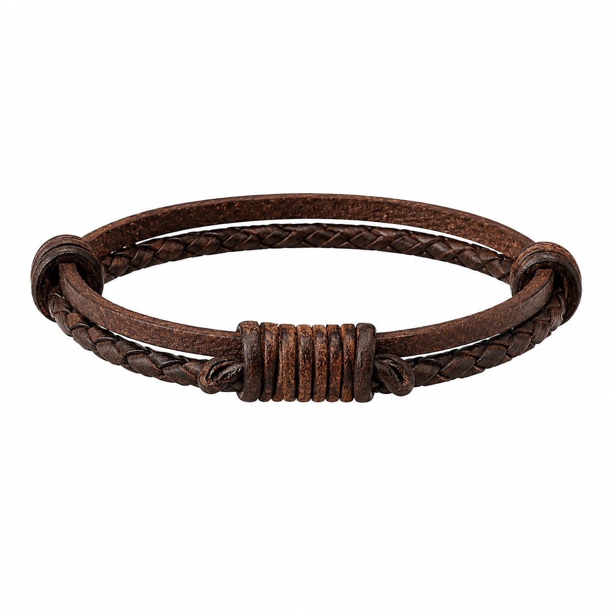 Bracciale Intrecciato Marrone Regolabile