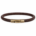 Bracciale Intrecciato Marrone con Chiusura Magnetica in Bronzo