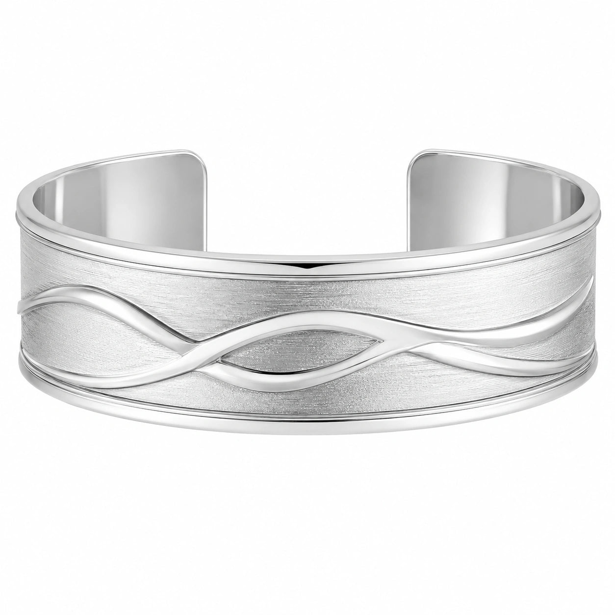 Bracciale Rigido Argento Design Ondulato 18cm