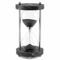 Clessidra Decorativa in Vetro e Metallo con Sabbia Nera, 30 Minuti