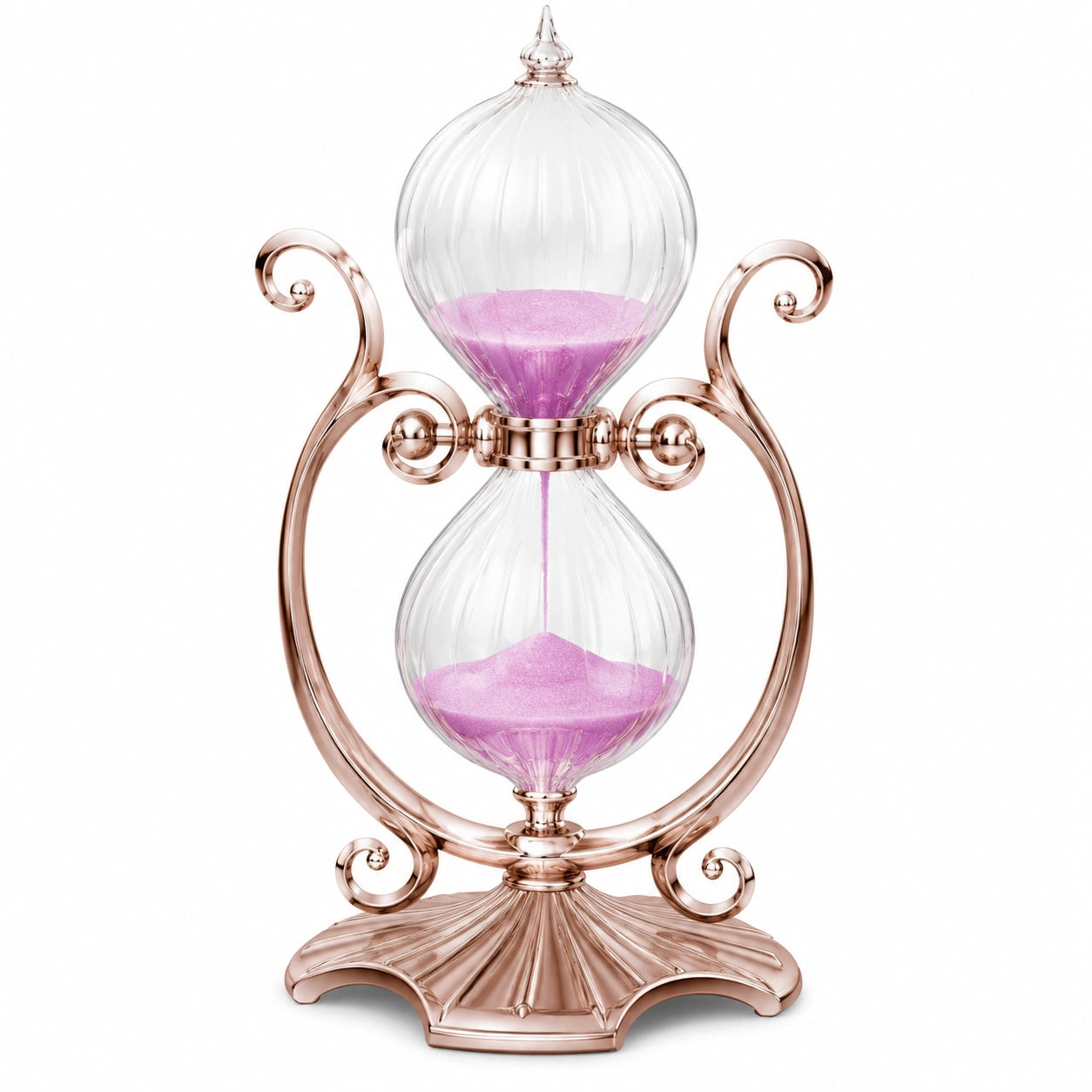 Clessidra Decorativa con Sabbia Rosa e Telaio Oro Rosa