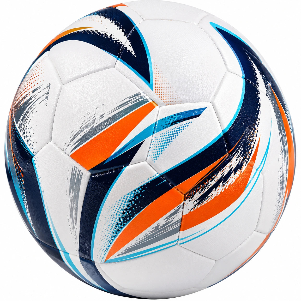 Pallone da Calcio per Allenamento Bianco con Accenti Arancioni e Blu