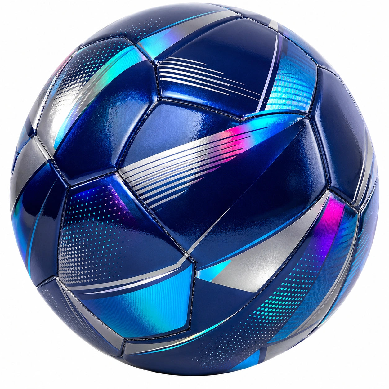 Pallone da Calcio Blu Cangiante con Cuciture a Macchina